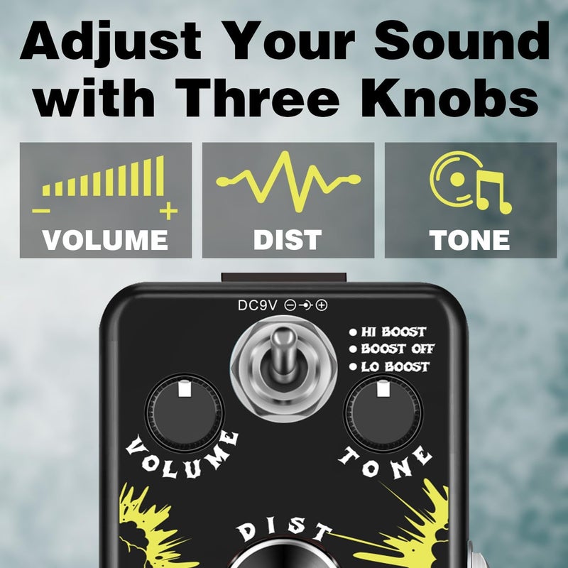 AFOT Vintage Distortion Pedal, Metal Distortion Pedal 3 Working Modes, Warm Smooth Wide Range of Vintage Distortion Sound, Mini Effect Pedal True Bypass - Image 2